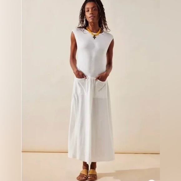 NWOT🩶 FREE PEOPLE NIKKI MIDI DRESS IN WHITE - Picture 4 of 5